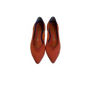 Rothy's The Point Flats Women's 8 Persimmon Retired Color Cobalt Trim Slip On